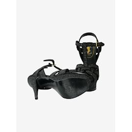 Saint Laurent-Black Tribute woven sparkly sandal heels - size EU 37-Black
