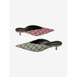 Balenciaga-Pink check pointed-toe sandal heels - size EU 37.5-Pink
