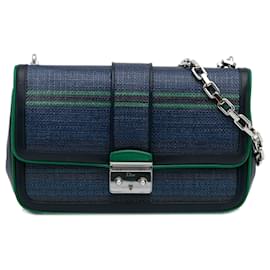 Dior-Dior Blue Medium Tricolor Raffia Miss Dior Flap Bag-Blue,Green,Dark blue