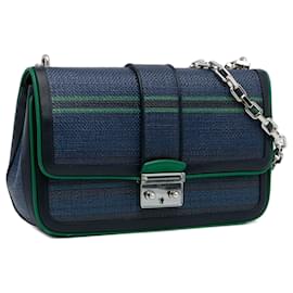 Dior-Dior Blue Medium Tricolor Raffia Miss Dior Flap Bag-Blue,Green,Dark blue