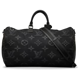 Louis Vuitton-Louis Vuitton Black Monogram 3D 2054 Reversible Keepall Bandouliere 50-Black,Other