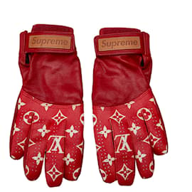 Louis Vuitton-Louis Vuitton Red Louis Vuitton x Supreme Baseball Gloves-Red