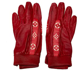 Louis Vuitton-Louis Vuitton Red Louis Vuitton x Supreme Baseball Gloves-Red