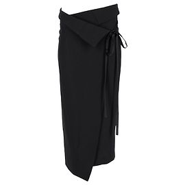 Ann Demeulemeester Saia de crepe com amarração automática em viscose preta Preto