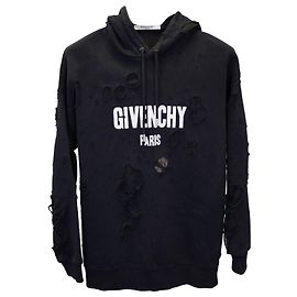 Moletom com capuz Givenchy Destroyed Logo em algodão preto Preto
