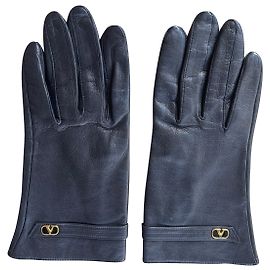 Valentino Garavani Luvas Valentino Garvani Pretas 100% Couro Preto