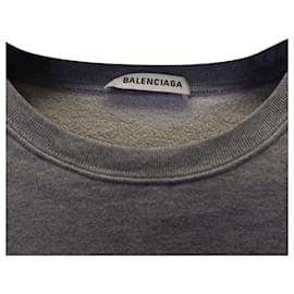 Balenciaga-Balenciaga Paris Flag Logo Sweatshirt In Grey Cotton-Grey