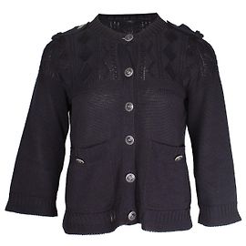 Cárdigan con botones Chanel en algodón negro Negro
