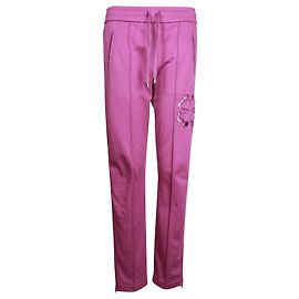 Calça de moletom Chanel com detalhe de renda floral em algodão roxo Roxo