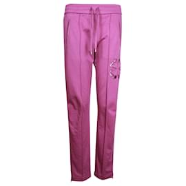 Chanel-Pantalon de survêtement Chanel avec détails en dentelle florale en coton violet-Violet
