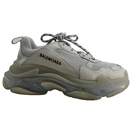 Balenciaga Clear Sole Triple S Sneakers in Grey Polyester Grey