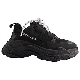 Balenciaga Triple S Sneakers in Black Polyester Black