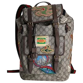 Gucci-Gucci Courrier Soft GG Supreme Rucksack aus braunem Canvas-Braun