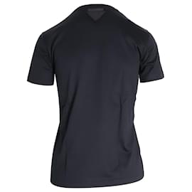 Prada-Prada Back Logo T-Shirt aus schwarzer Baumwolle-Schwarz