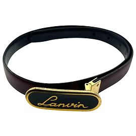 Cinto de couro Lanvin com fivela de logotipo marrom Preto