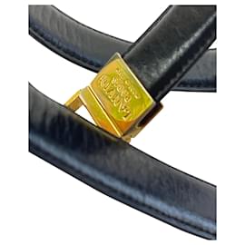 Lanvin-Lanvin-Ledergürtel mit brauner Logo-Schnalle-Schwarz