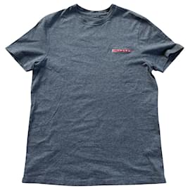 Prada-Prada Sport T-Shirt aus Gummi mit Logo auf der Brust-Grau