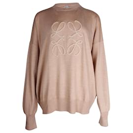Loewe-Maglione Loewe Anagram lavorato a maglia in lana rosa pastello-Altro