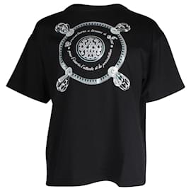 Hermès-T-shirt con stampa logo Hermes in cotone nero-Nero