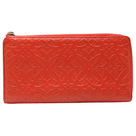 Loewe-Loewe Embossed Repeat Zip Long Wallet in Red Leather-Red