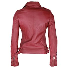 Iro-Iro Han Biker Jacket in Burgundy Lambskin Leather-Dark red