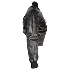 Iro-Iro Colombe Bomber Jacket in Black Leather-Black
