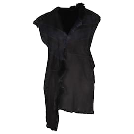 Iro-Iro Manami Shearling Fur Vest in Black Suede-Black