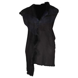 Iro Manami Shearling Fur Vest in Black Suede Black