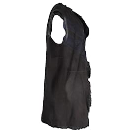 Iro-Iro Manami Shearling Fur Vest in Black Suede-Black