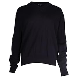 Hermès-Hermes H Intarsia Knit Sweater in Navy Blue Wool-Blue,Navy blue