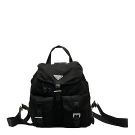 Prada Zaino con tasche foderato in tessuto Nero