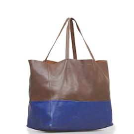 Céline-Celine Bicolor Horizontal Cabas Tote Leather Tote Bag in Good condition-Brown