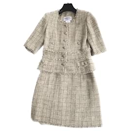 Chanel-CC Jewel Buttons Beige Tweed Suit-Beige