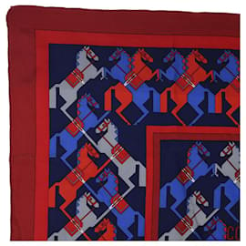 Hermès-HERMES CARRE 70 COURBETTES Scarf Silk Red Black Auth bs8060-Black,Red