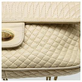 Bally-BALLY Quilted Chain Shoulder Bag Leather Beige Auth yk8364b-Beige