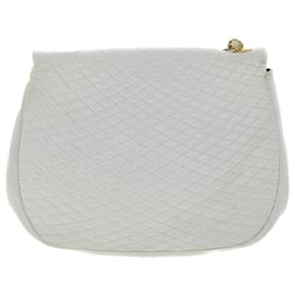 Bally-BALLY Quilted Chain Shoulder Bag Leather White Auth bs7943-White