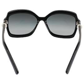 Chanel-CHANEL Pearl Gafas de sol Plástico Negro CC Auth 53403-Negro