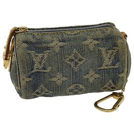 LOUIS VUITTON Monogram Denim Trousse Speedy PM Pouch Blue M95082 LV Auth bs7796 Blue