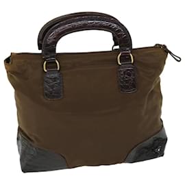 Prada-PRADA Hand Bag Nylon Leather Brown Auth bs8189-Brown