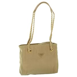 Prada-PRADA Kettenumhängetasche Nylon Beige Auth bs8098-Beige