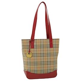 Burberry-BURBERRY Nova Check Tote Bag Canvas Leather Red Beige black Auth bs8128-Black,Red,Beige