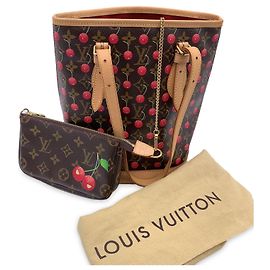 Borsa tote Louis Vuitton Murakami Cerises Marrone