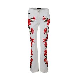 Dolce & Gabbana Pantalon fleuri orné Blanc