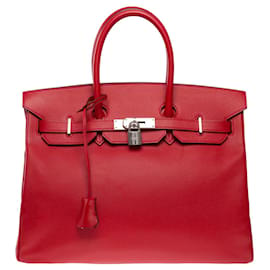 Hermès-HERMES BIRKIN BAG 35 in red leather - 101421-Red