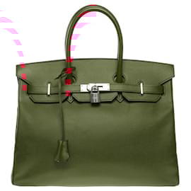 Hermès-Sac HERMES Birkin 35 en Cuir Rouge - 101421-Rouge