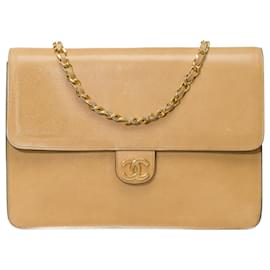 Chanel-Sac Chanel Timeless/Clássico em Couro Bege - 101428-Bege