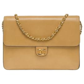 Chanel-Sac Chanel Timeless/Clássico em Couro Bege - 101428-Bege