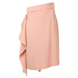 Autre Marque-MAISON FLANEUR ROSE MIDI SKIRT WITH RUFFLED PANEL.-Pink