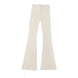 Autre Marque LE ORE Ribbed Jersey Flared Pants Cream Cream