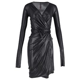 Rick Owens gerafftes Midi-Wickelkleid aus schwarzer Viskose Schwarz